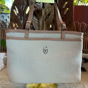 Elegant Cream and Tan Tote Bag